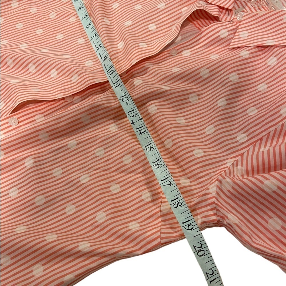 Chico’s Pink Stripe and White Polka Dot Blouse - Picture 7 of 7